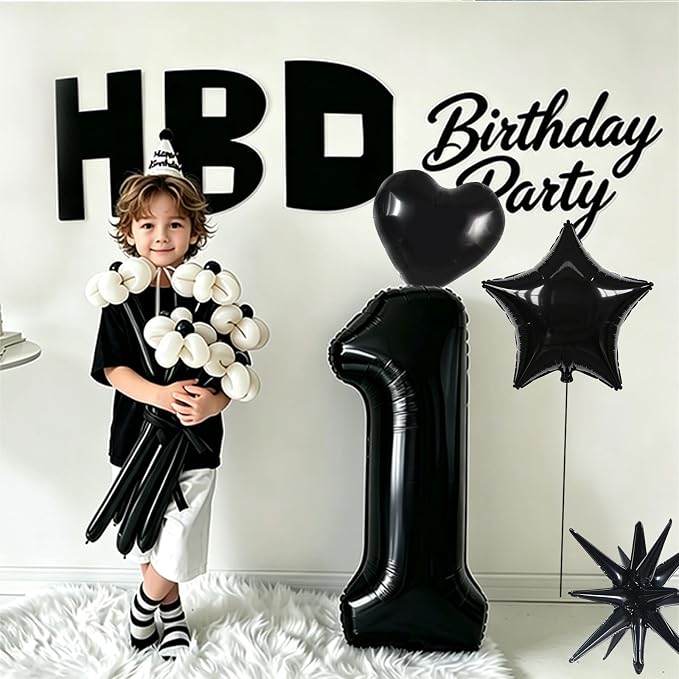 TONIFUL 3rd Birthday Balloons Kit 40 Inch Black Large Number 3 Foil Balloon | - Image 3