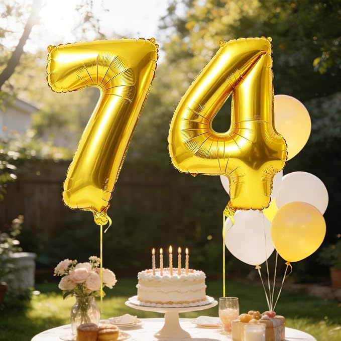 40 Inch Number 74 Balloons for 74th Birthday Party Decorations, 0-100 Gold - Image 3