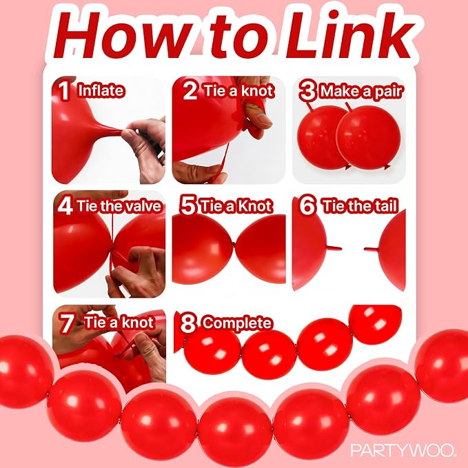 PartyWoo Rainbow Linking Balloons 100pcs 6 Inch Multicolor Link Balloons | - Image 5