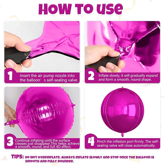12Pcs Hot Pink Round Balloons Foil, Large Hot Pink Metallic Balloons - Image 3