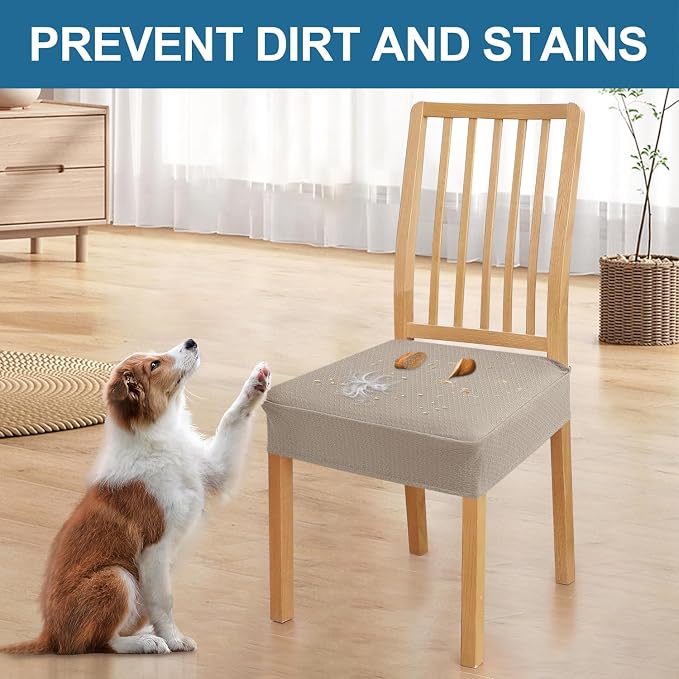 Smiry Waterproof Seat Covers for Dining Room Chairs, No Rear Covers | Stretch - Image 6