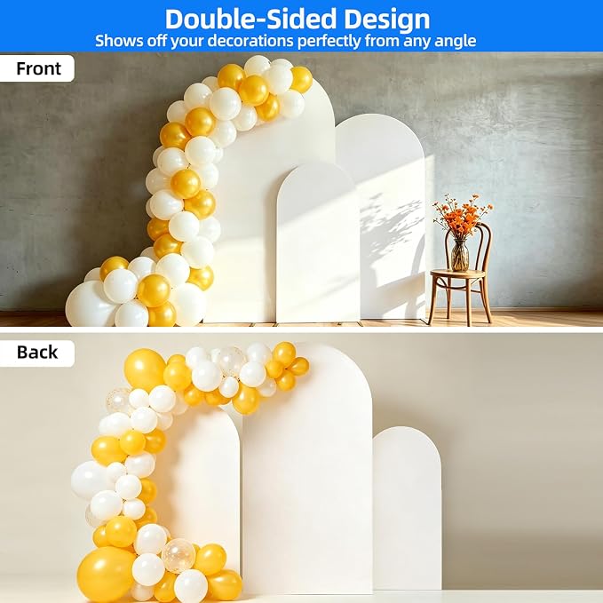 Hemmotop Wrinkle Free White Arch Backdrop Cover Set of 3-6ft, 4ft | Stretchy - Image 8
