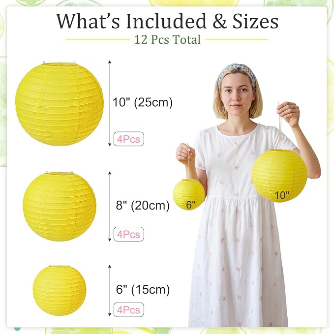 Yellow Paper Lanterns, lemon parties, sunshine baby showers, classrooms and - Image 4