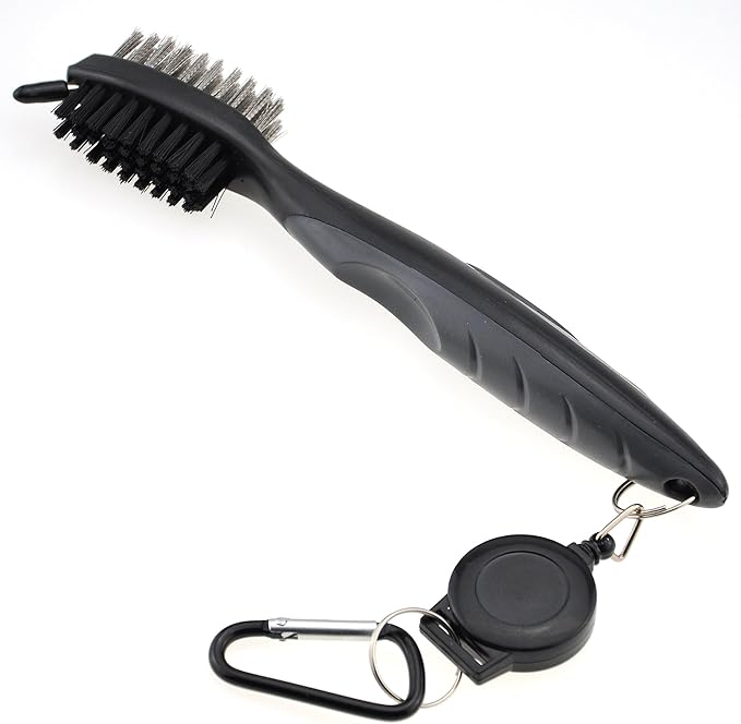 Mile High Life Microfiber Waffle Pattern Golf Towel | Club Groove Cleaner Brush | Foldable Divot Tool with Magnetic Ball Marker (Gray Towel/Brush/Fish Divot)