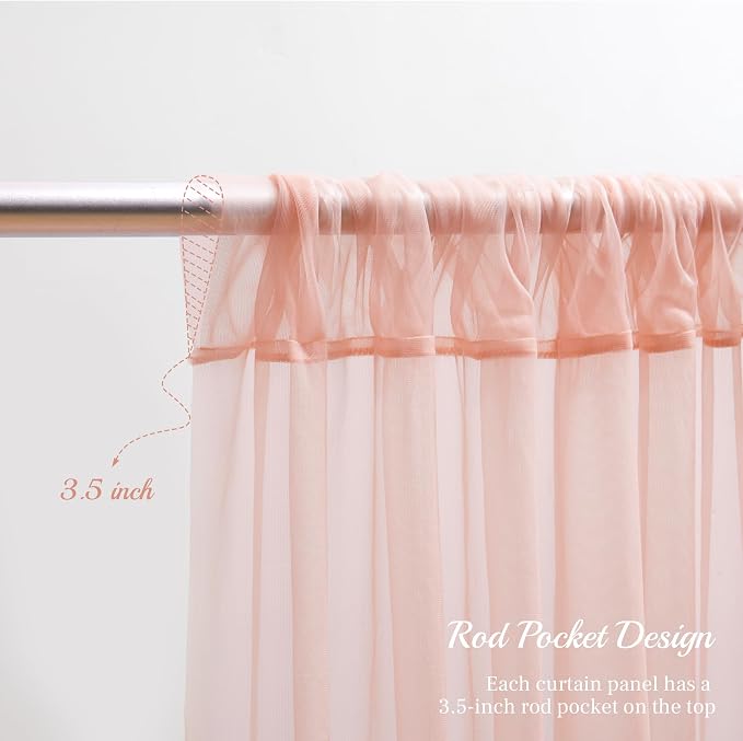 30x8ft Peach Tulle Backdrop Curtain - Image 5