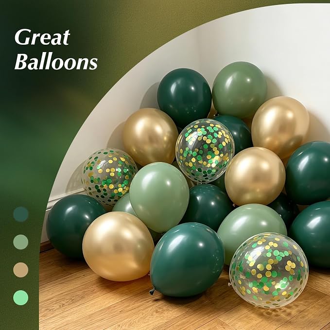 60pcs Green and Gold Balloons 12inch - Image 4
