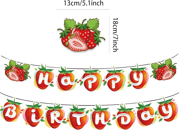 MEETINGU Happy Birthday Strawberry Sign - Image 2