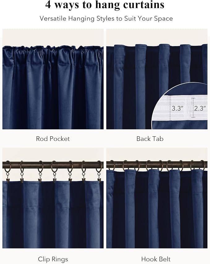 Navy Blue Velvet Extra Curtains - Image 2