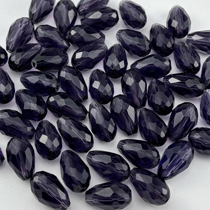 200pcs 3x5mm Teardrop Crystal Glass Beads for Jewelry Making, Faceted Vertical Hole Teardrop Glass Spacer Beads for Wind Chimes Bracelet Earring Necklace DIY Craft(Violet)