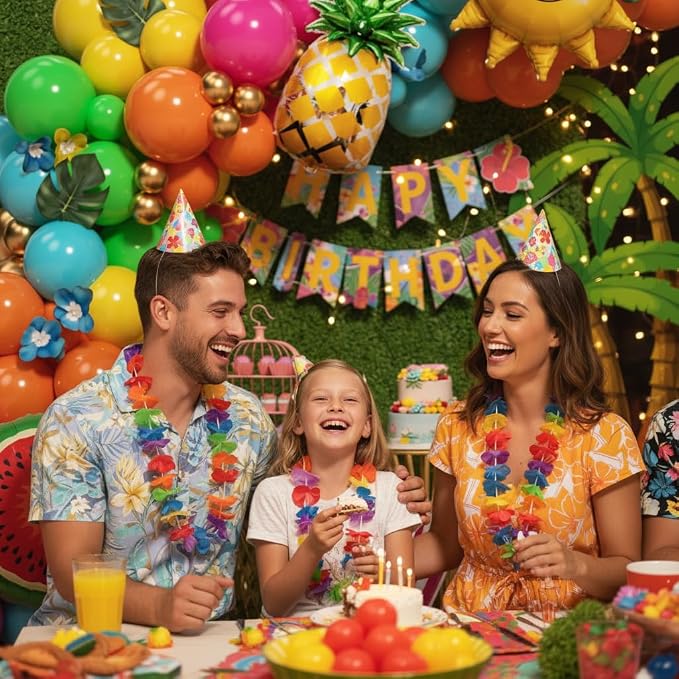 Tropical Hawaiian Summer Balloon Garland Arch Kit 152Pcs, Hot Pink Orange - Image 4