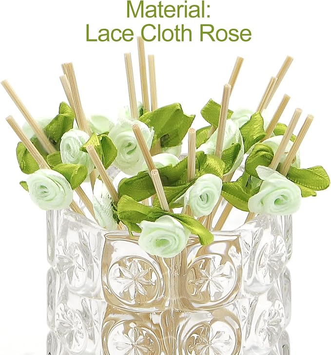 Minisland Green Rose Flower Cocktail Picks, 4.7 Inch Long Bamboo Fancy - Image 3
