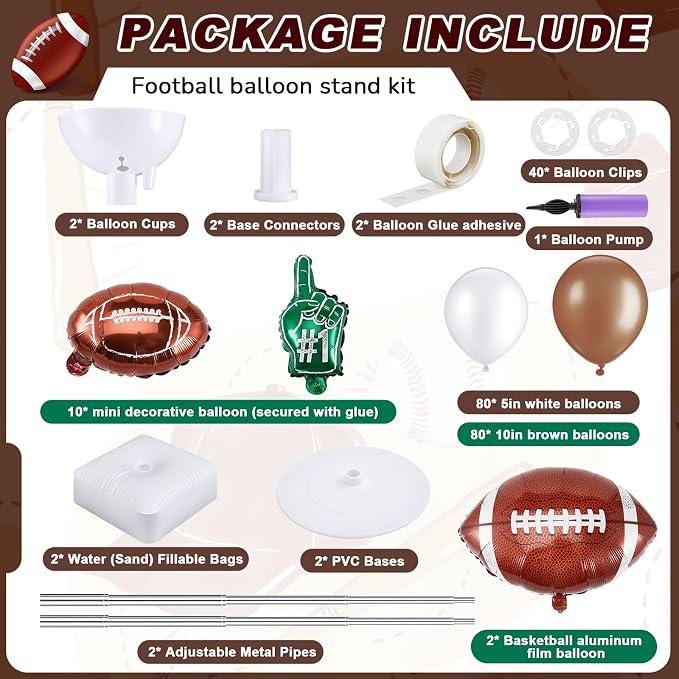 Football Balloon Column Stand Kit 2 Sets Adjustable 6.5 ft Sports Party - Image 2
