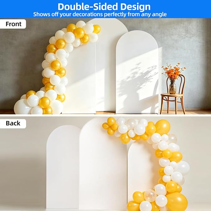 Hemmotop Stretchy White Arch Backdrop Cover Set of 3-7.2ft, 6ft | Wrinkle-Free - Image 7
