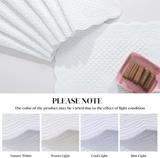 HOMBYS Quilted Placemats Set of 6 Washable-13x18 inches Rectangular Placemats - Image 3