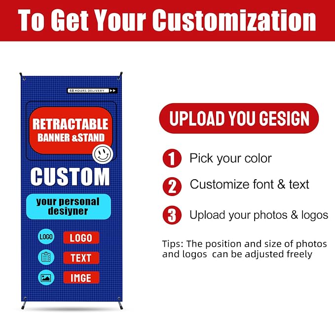 Custom Banner with X Stand 32" X 71", Banners and Signs Customize, Portable - Image 6