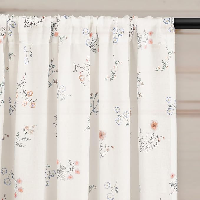 Sheer Floral Curtains for Living Room Bedroom, Vintage Farmhouse Rustic - Image 4
