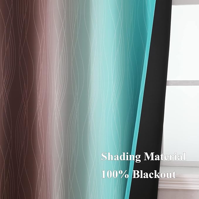Teal and Brown Blackout Curtains - Image 5