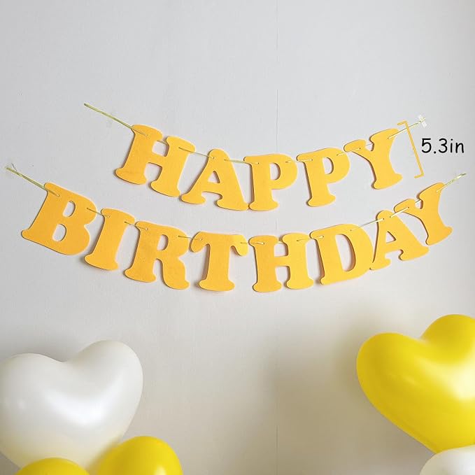 Happy Birthday Banner Yellow Happy Birthday Decorations Photo Backdrop - Image 2