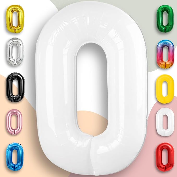 White Number Balloon 0 Mylar Foil Balloons 32 inch - Image 5