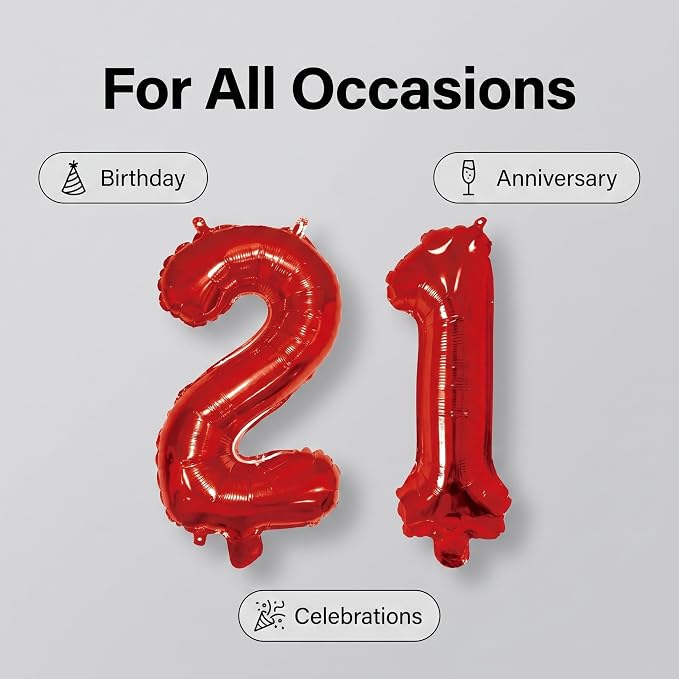20 Pieces Foil Mylar Number Balloons 0 to 9 Set - Image 6