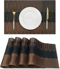 HeloHo Brown Black Placemats Set of 4 Washable Place Mats Vinyl Woven Table by HeloHo