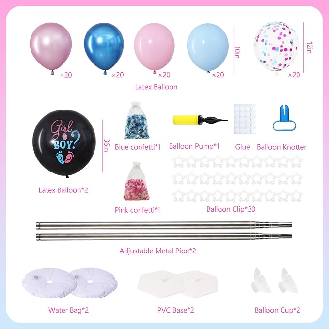 Gender Reveal Balloon Column Stand Set of 2 - Image 2