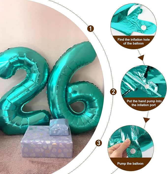 Number Balloons Teal Blue 1 Balloon 40 inch - Image 6