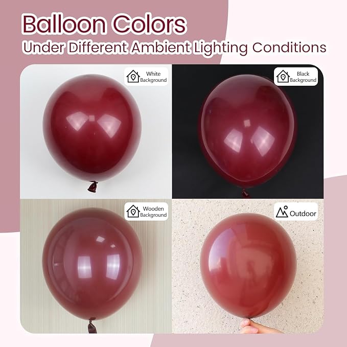Awenztech 122pcs Burgundy Balloons, 18 12 10 5 inch Maroon Balloons Different - Image 4