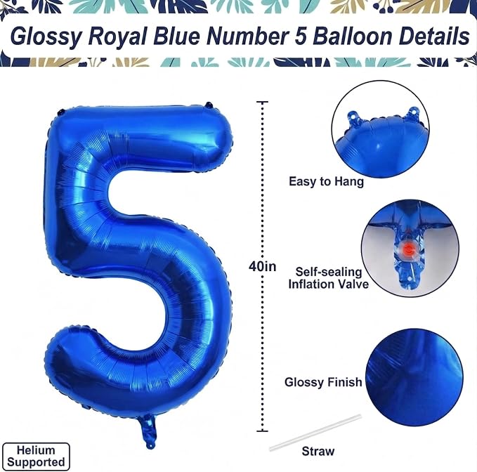 Navy Blue Number 15 Balloon 40 Inch, Shiny Foil Numeral - Image 4