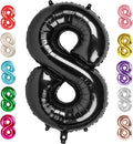8 Balloon Numbers Birthday Decorations, 40In Black Balloons by Mluchee