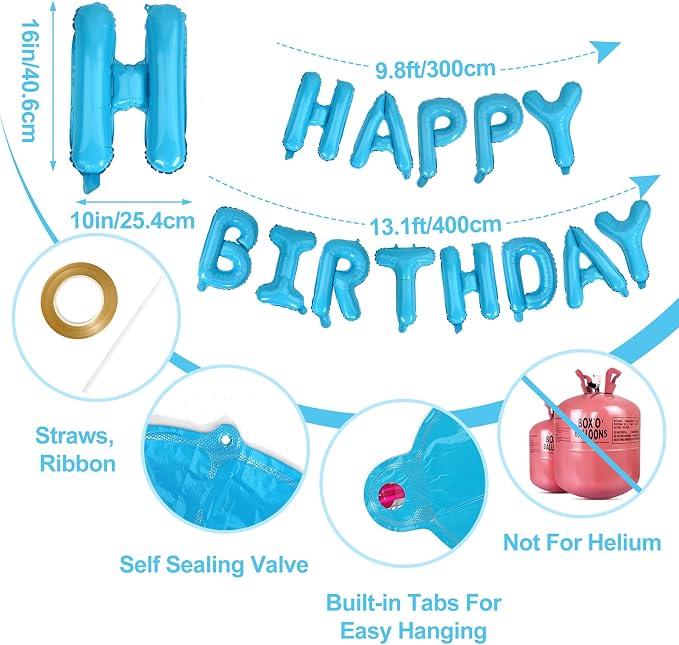 LIOZEOKUN Happy Birthday Balloon Letters 16 inch Mylar Foil Birthday Balloons - Image 2
