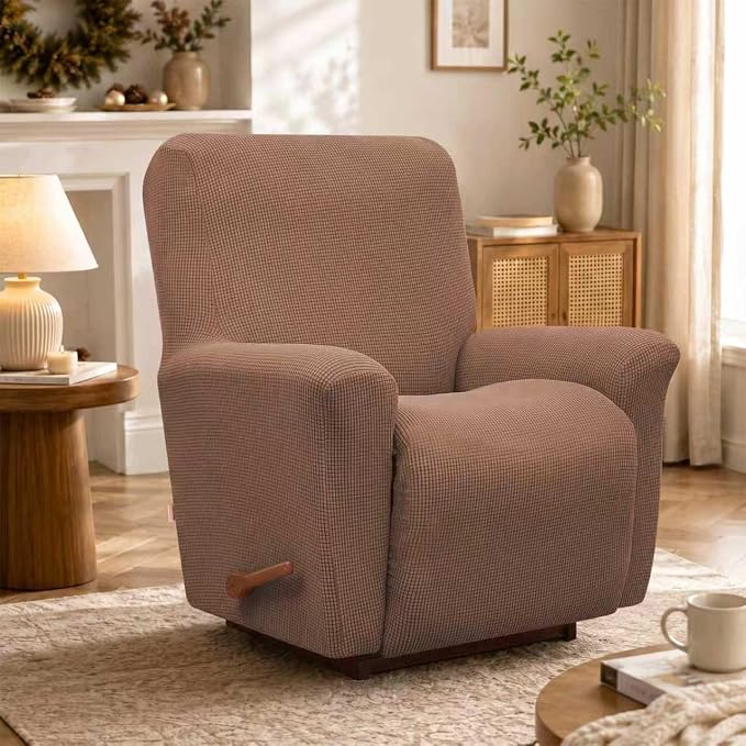 Recliner Chair Covers, 1-Piece Lazy Boy Recliner Covers, Camel | Washable - Image 6