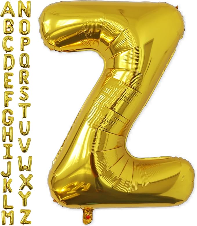 VHUWE 40 inch Gold Letter Z Balloon, Big Size Alphabet Foil Mylar Helium by VHUWE