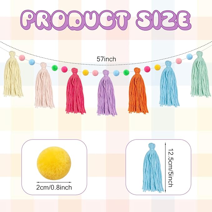 3 Pcs Macaron Pom Pom Tassel Garland Banner - Image 2