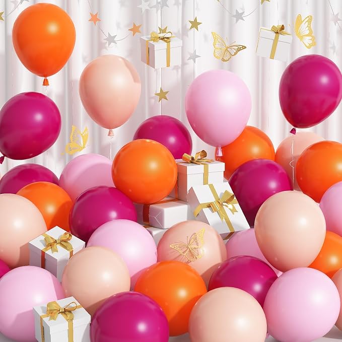Pink and Orange Balloons, 12 Inch Latex Balloon - Image 4