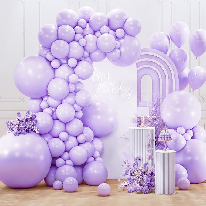 PartyWoo Lavender Balloons 127pcs Light Pastel Purple Lilac Different Sizes | by PartyWoo