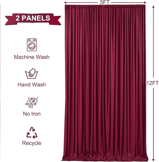 10x12 Burgundy Backdrop Curtains - Image 5