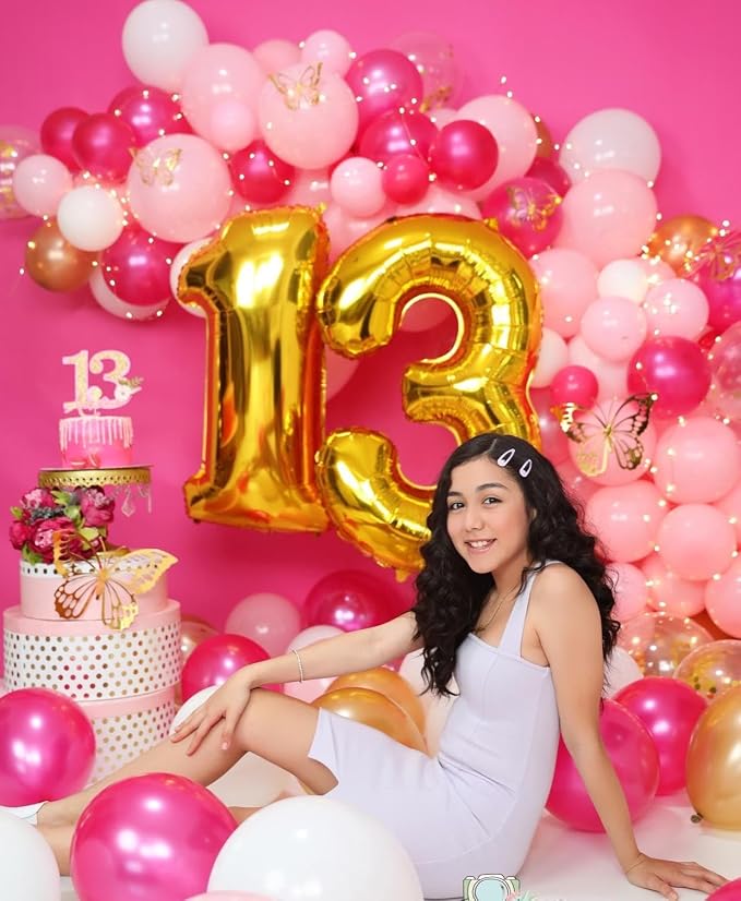 3 Balloon Numbers Birthday Decorations, 40In Gold Balloons - Image 3