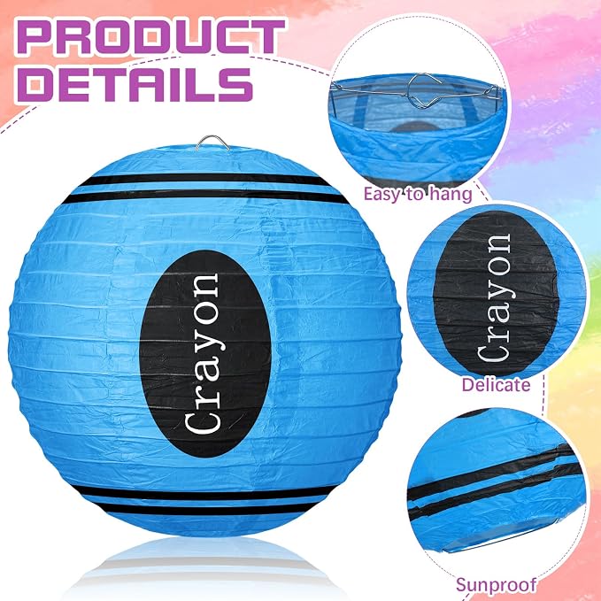 12 Pcs Back to School Classroom Crayon Paper Lanterns 10 Inch Crayon Classroom - Image 4