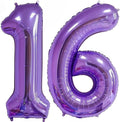 Purple 16 Balloon Number, 40 Inch Number 16 Balloon Big Foil Mylar Helium by BBPOOL