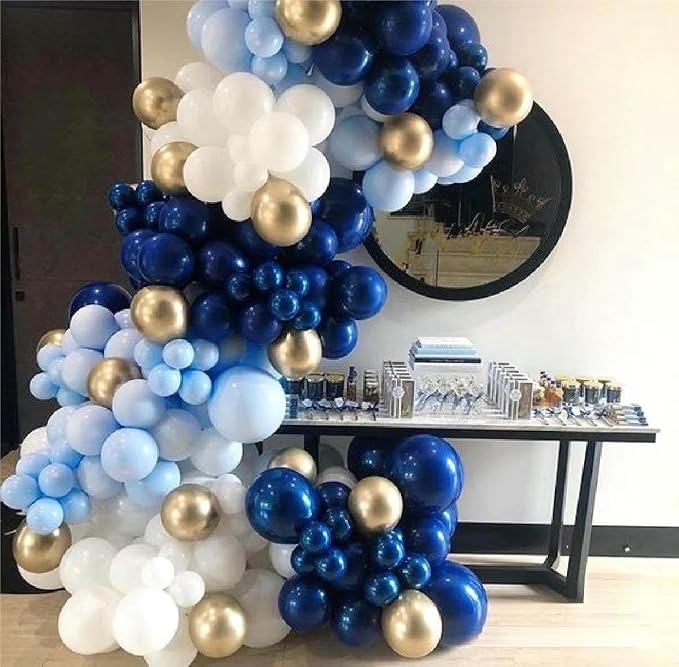 MEBAY Blue White Gold Balloons Garland Arch Kit - Image 3