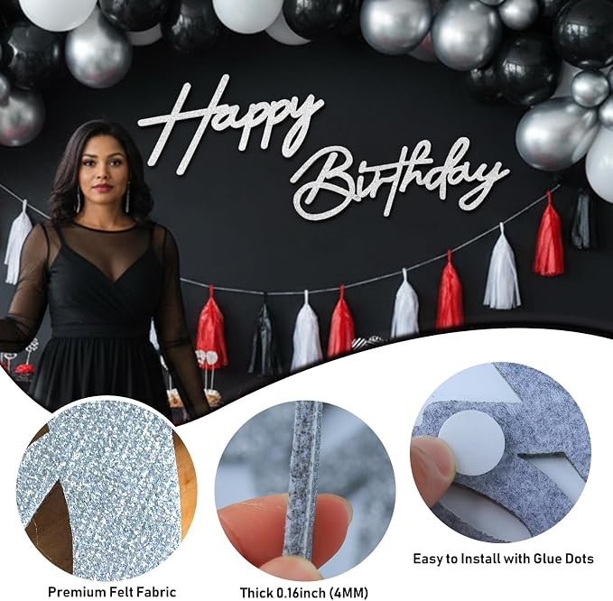 Sliver Happy Birthday Sign for Backdrop - Image 6