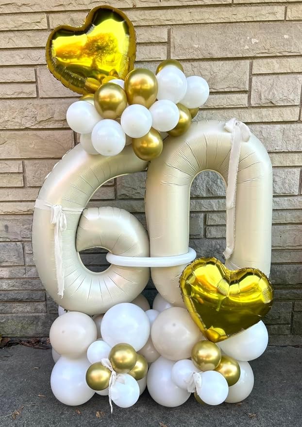 17 Balloon Numbers 40Inch for 17th Year Old Birthday Decorations, Cream | 40In - Image 6