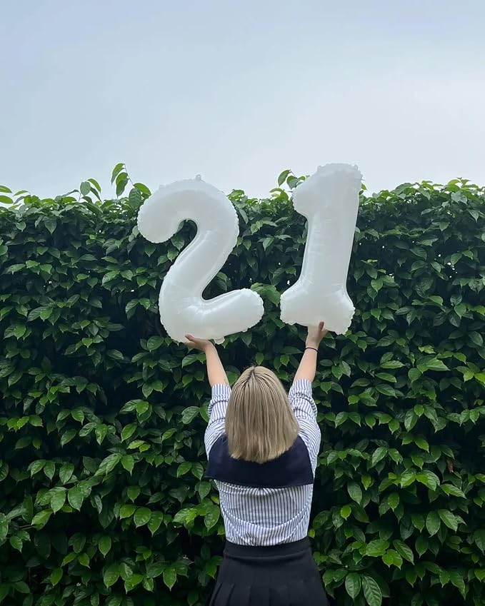 5 Balloon - White Birthday Number Balloons, 40 Inch Decorations Men Women | - Image 8