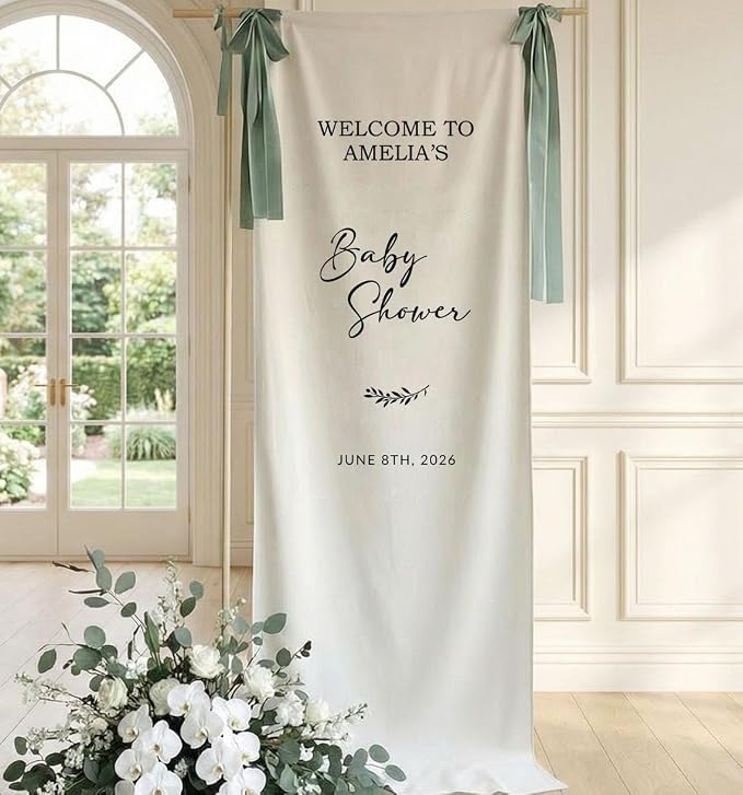 Personalized Baby Shower Banner, Fabric Welcome Sign - Image 2