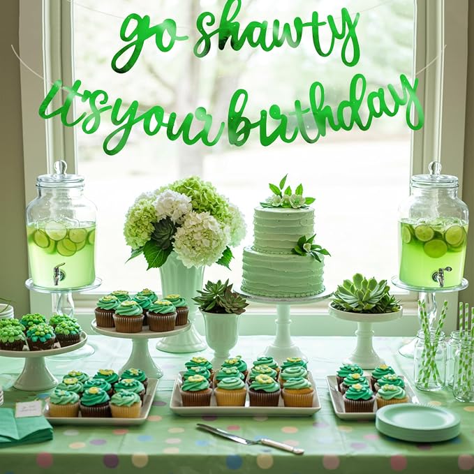 BEISHIDA Bright Green Pre-Strung Go Shawty It's Your Birthday Banner Decor | - Image 6