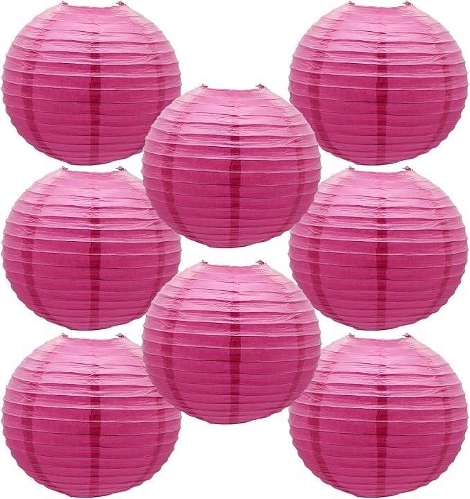 Hot Pink Paper Lanterns Round Shape Lanterns by BARTHEW