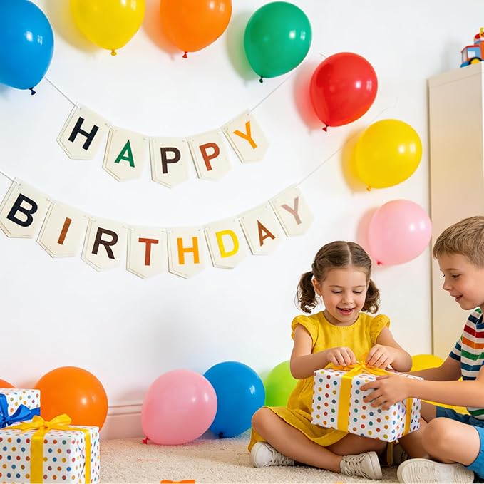 Colorful Happy Birthday Banner Decorations, Felt Bohemian Rainbow Birthday - Image 6