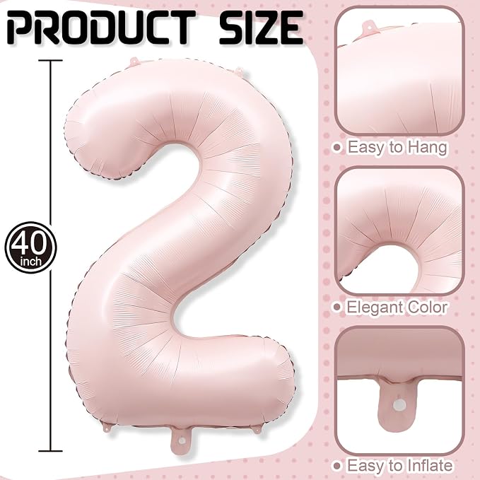 Big Number 21 Balloons, Dusty Light Blush Pink Foil 21 Balloon Numbers 40 Inch - Image 2