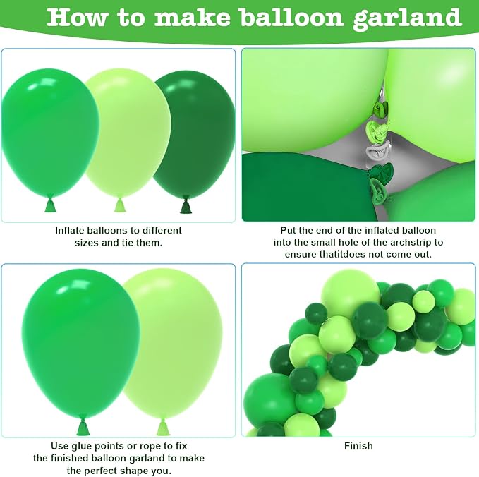 Green Balloon Garland Arch Kit, Kelfara Latex Balloons 109pcs Different Sizes - Image 3